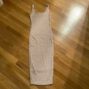 Naked Wardrobe Body Con Sparkly Pinkish Midi Dress | Size Small